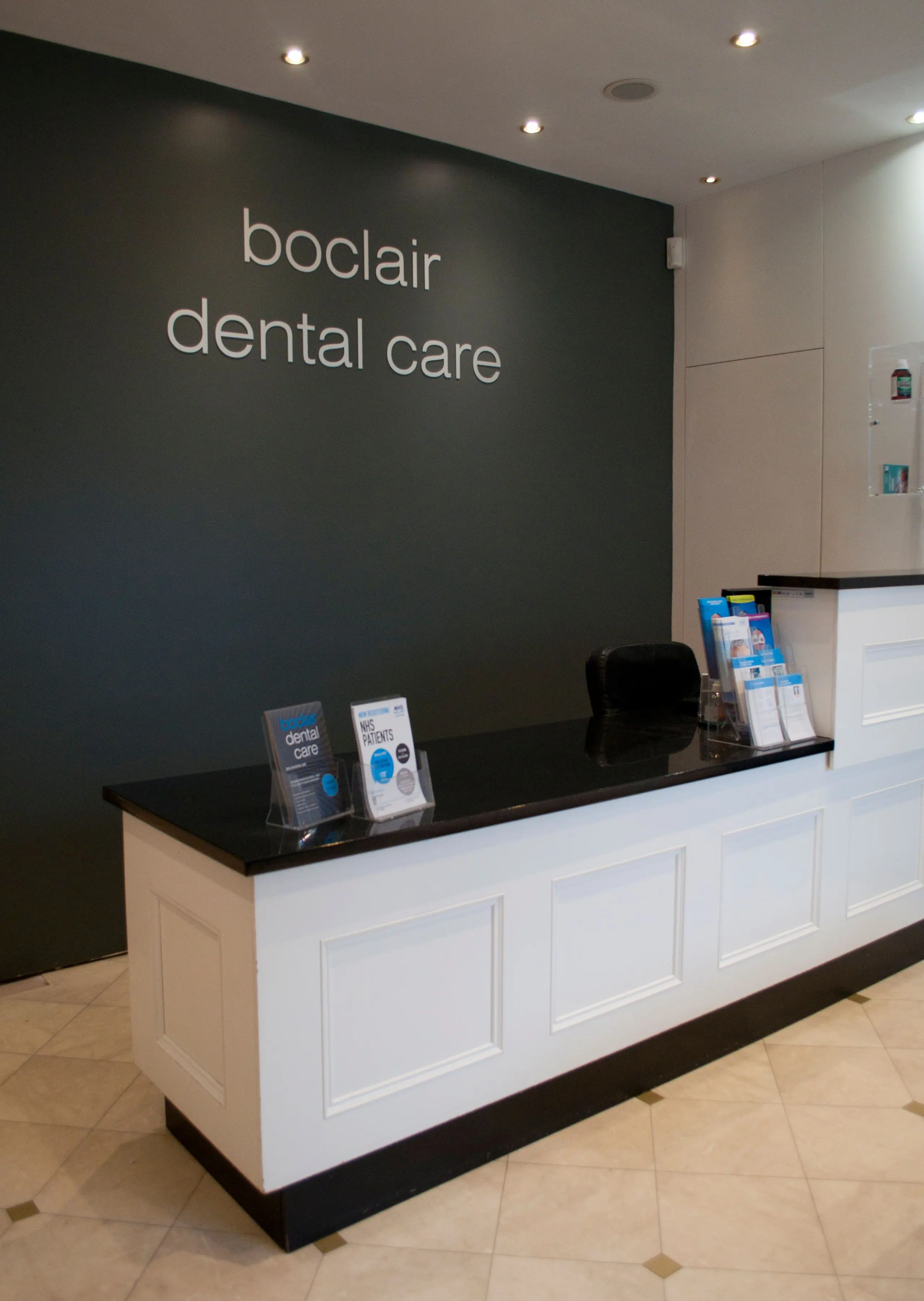 The reception desk at Boclair Dental Care